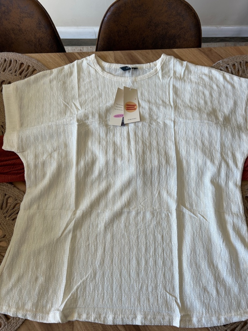 Textured Short Sleeve Tee in White - Relaxed Everyday Top